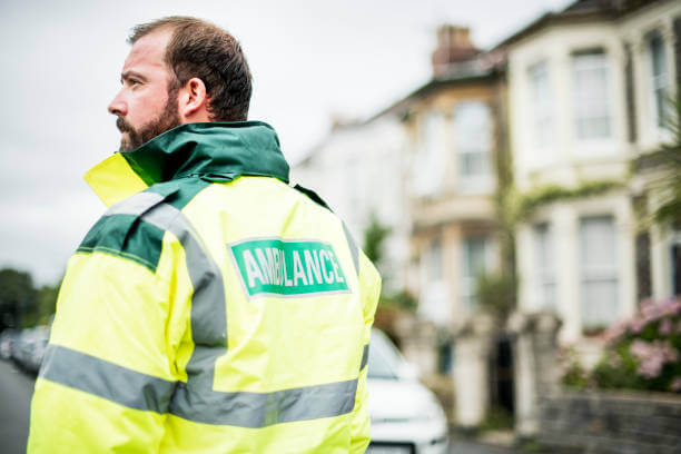Ambulance driver looking pensive