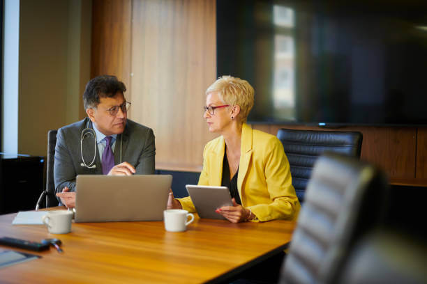 Doctor and lawyer in discussion